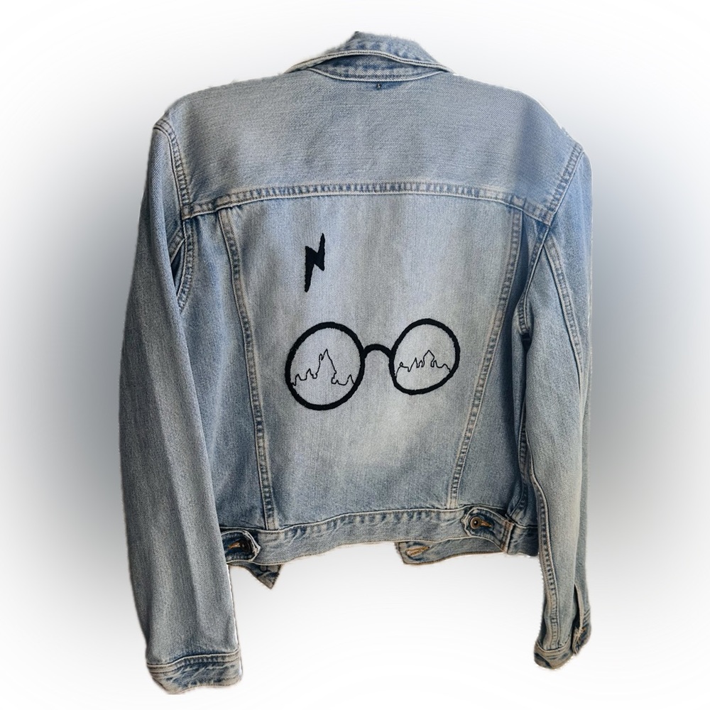 💎 Liz Claiborne ⚡️ CUSTOM VINTAGE ⚡️Harry Potter Stitched Jean Jacket